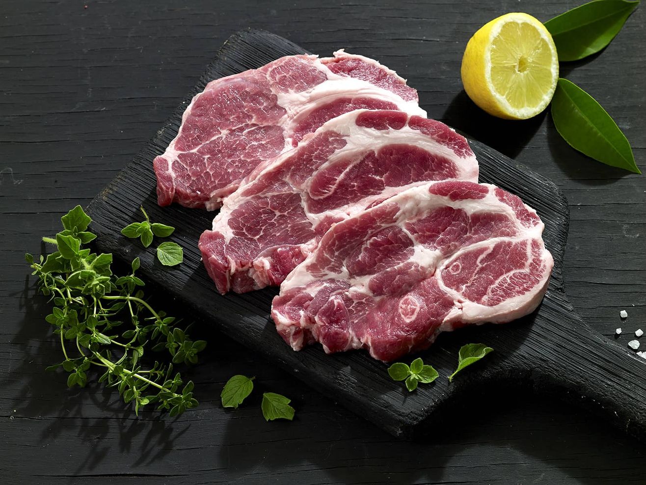 Pork chops on the counter